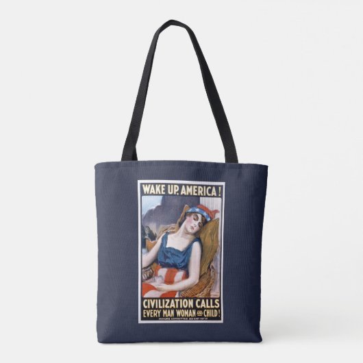 Word Amerika wakker! Patriottische Freedom Art Tote Bag (Achterkant)