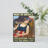 Word Amerika wakker!  Poster van de Eerste Wereldo Briefkaart (Staand voorkant)