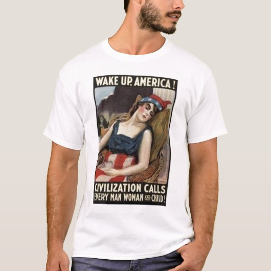 Word Amerika wakker! T-shirt (Voorkant)