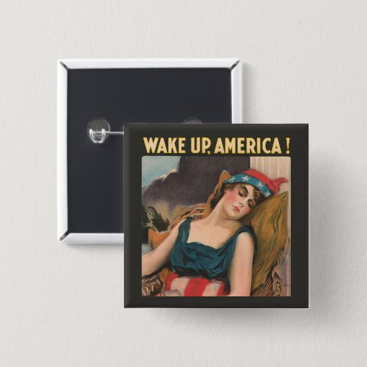 Word Amerika wakker! Vierkante Button 5,1 Cm (Voorkant /achterkant)
