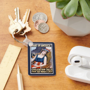 Word Amerika wakker! Vintage patriottische vrijhei Sleutelhanger