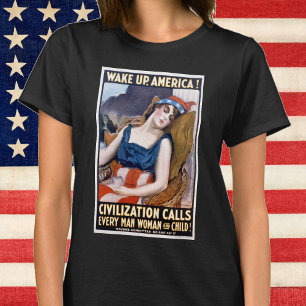 Word Amerika wakker! Vintage patriottische vrijhei T-shirt