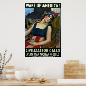 Word Amerika wakker! ~ WW1 Poster (Keuken)