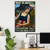 Word Amerika wakker! ~ WW1 Poster (Thuiskantoor)