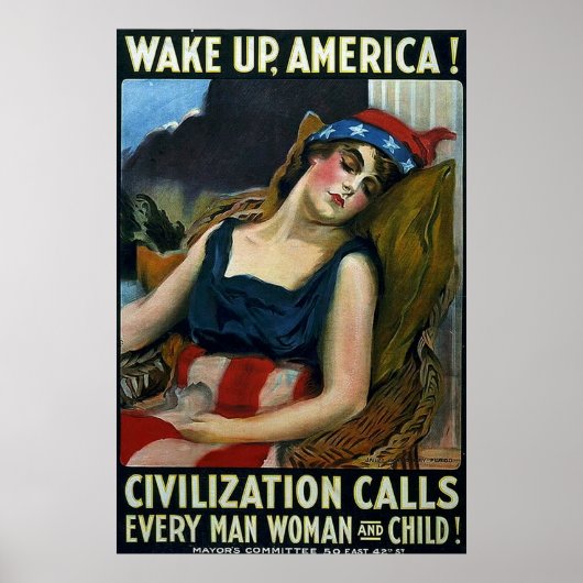 Word Amerika wakker! ~ WW1 Poster (Voorkant)