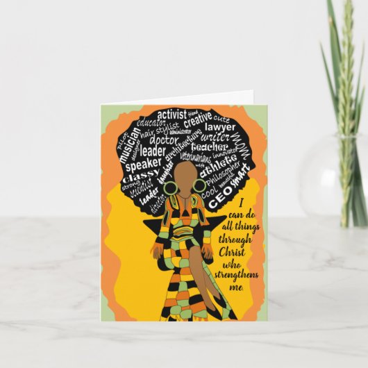 Word Art African American Mother Birthday  Kaart (Voorkant)