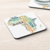 Word Art Afrika Bier Onderzetter (Linkerzijde)