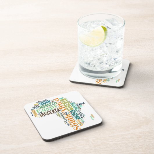 Word Art Afrika Bier Onderzetter (Rechterzijde)