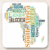 Word Art Afrika Bier Onderzetter (Voorkant)