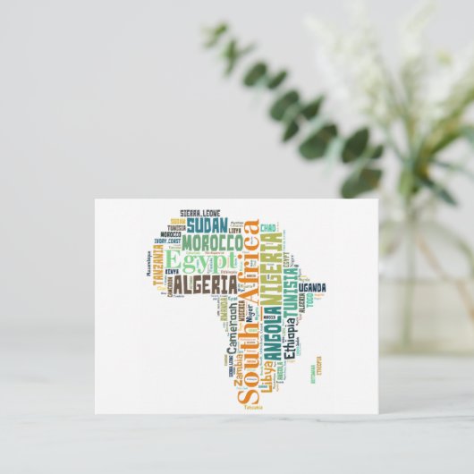 Word Art Afrika Briefkaart (Staand voorkant)