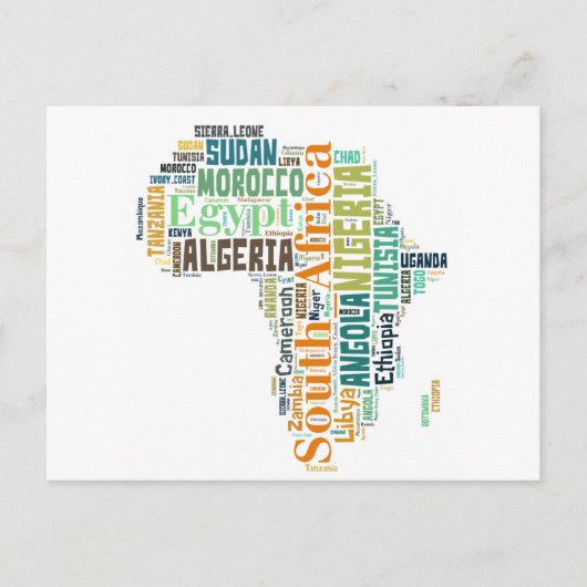 Word Art Afrika Briefkaart (Voorkant)