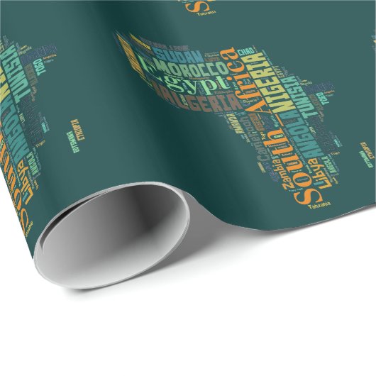 Word Art Afrika Cadeaupapier (Rol Hoek)