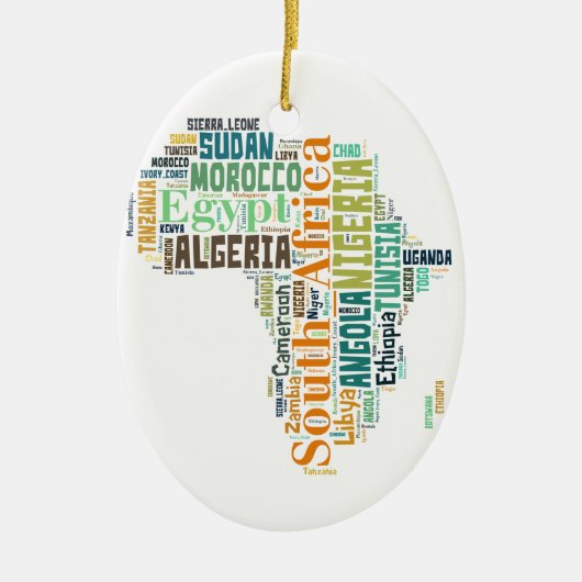 Word Art Afrika Keramisch Ornament (Voorkant)