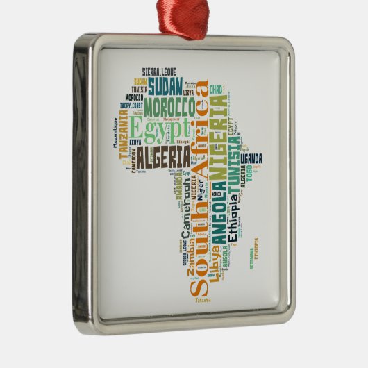 Word Art Afrika Metalen Ornament (Rechts)