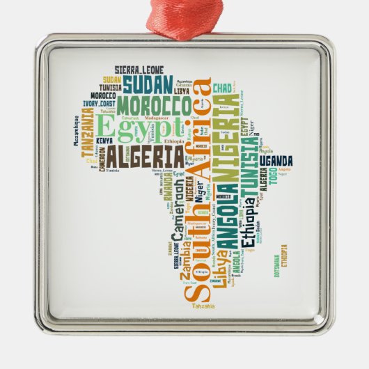 Word Art Afrika Metalen Ornament (Voorkant)