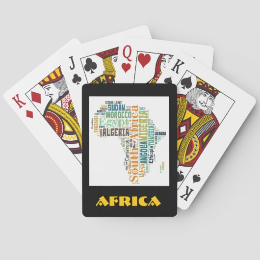Word Art Afrika Pokerkaarten (Achterkant)