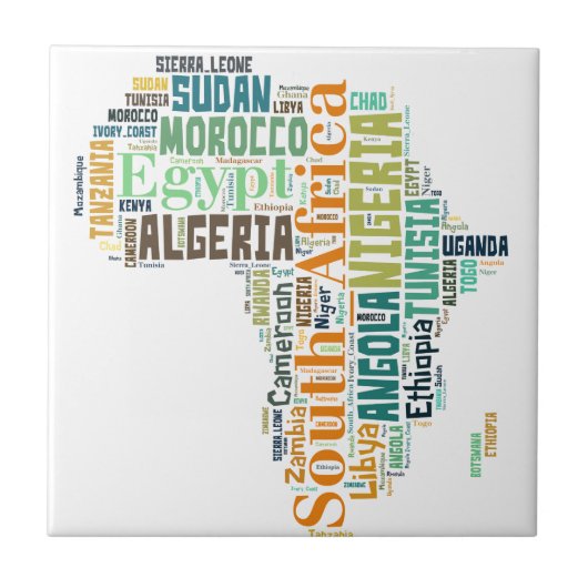 Word Art Afrika Tegeltje (Voorkant)