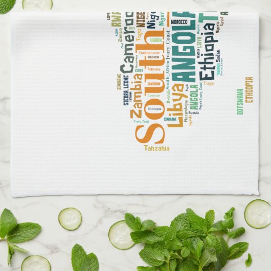 Word Art Afrika Theedoek (Gevouwen)