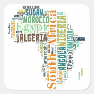 Word Art Afrika Vierkante Sticker