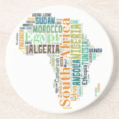 Word Art Afrika Zandsteen Onderzetter (Voorkant)
