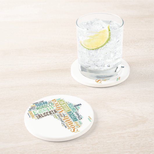 Word Art Afrika Zandsteen Onderzetter (Zijkant)