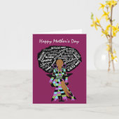 Word Art Afro Lady Afro Amerikaans Moederdag Kaart (Gele Bloem)