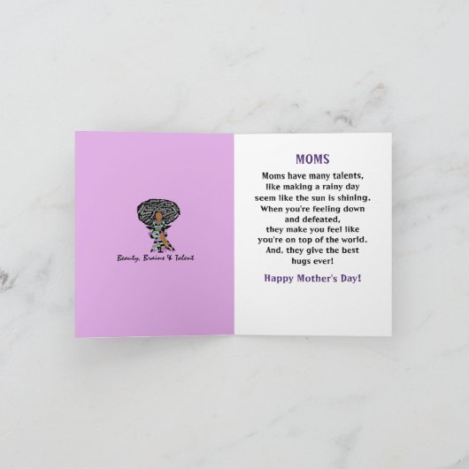 Word Art Afro Lady Afro Amerikaans Moederdag Kaart (Binnen)