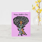 Word Art Afro Lady Afro Amerikaans Moederdag Kaart (Gele Bloem)