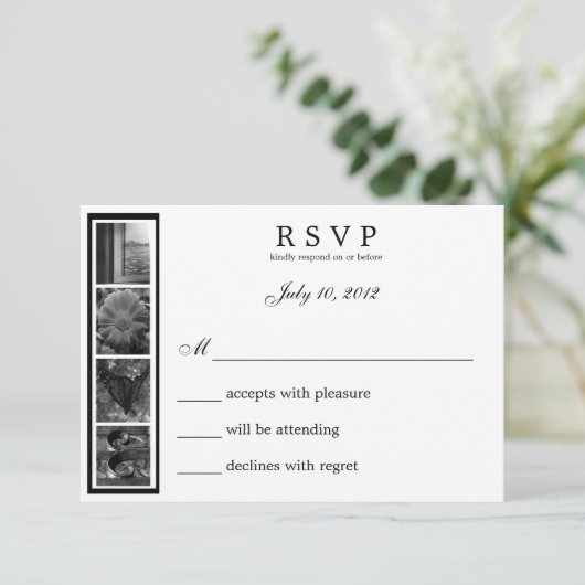 Word Art Alphabet Photography LOVE RSVP Card (Staand voorkant)