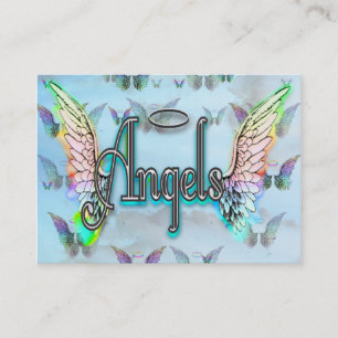 Word Art Angel met Wings & Halo - Regenboog gekleu Visitekaartje
