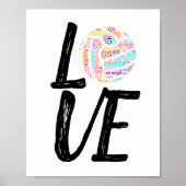 Word Art Ball Design Love Netball Poster (Voorkant)