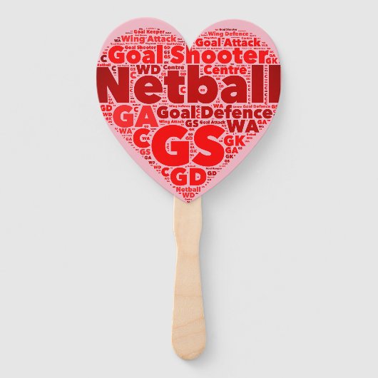 Word Art Ball Design Netball Hart Handwaaier (Achterkant)
