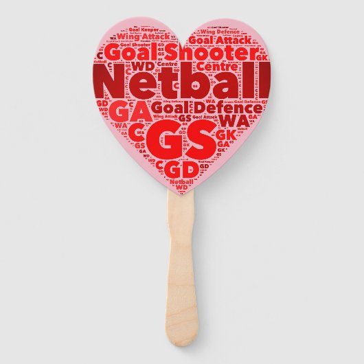 Word Art Ball Design Netball Hart Handwaaier (Voorkant)