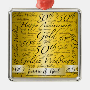 Word Art gepersonaliseerd 50e Jubileum Metalen Ornament