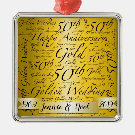 Word Art gepersonaliseerd 50e Jubileum Metalen Ornament (Voorkant)