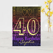 Word Art gepersonaliseerde 40e verjaardag Kaart (Gele Bloem)