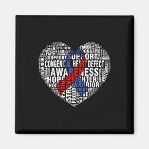 Word Art Hart Rood & Kamp; Blauw Ribbon CHD Bewust Magneet