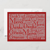 Word Art: Hartelijk dank in meerdere talen - rood  Briefkaart (Voorkant / Achterkant)