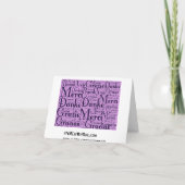 Word Art: Hartelijk dank in meerdere talen - Roze Bedankkaart (Achterkant)