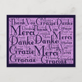 Word Art: Hartelijk dank in meerdere talen - Roze  Briefkaart (Voorkant)