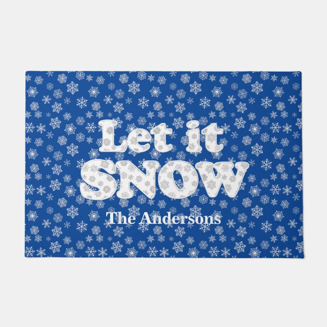 Word Art - Laat het sneeuwen met sneeuwige achterg Deurmat (Voorkant)