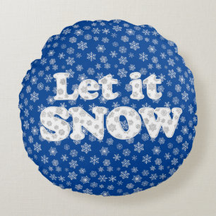 Word Art - Laat het sneeuwen met sneeuwige achterg Rond Kussen