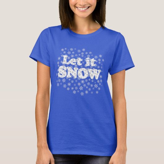 Word Art - Laat het sneeuwen met sneeuwige achterg T-shirt (Voorkant)