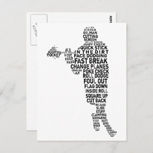 Word Art Lacrosse Player Briefkaart (Voorkant / Achterkant)