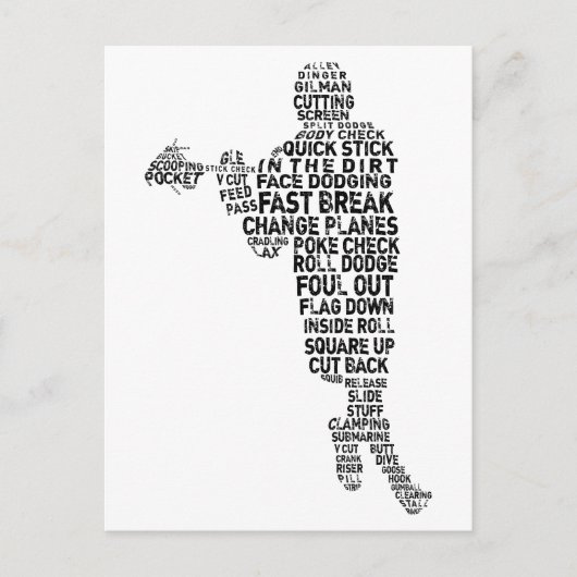 Word Art Lacrosse Player Briefkaart (Voorkant)