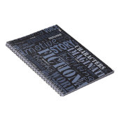 Word Art-laptop van Blue Fiction Writer Notitieboek (Rechterzijde)