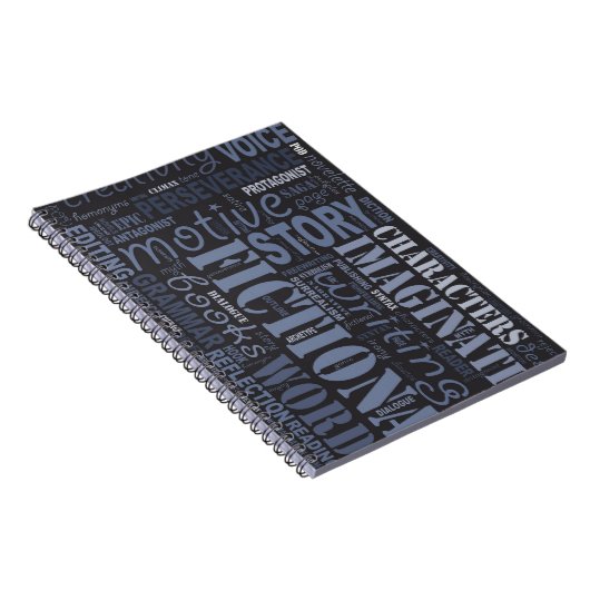 Word Art-laptop van Blue Fiction Writer Notitieboek (Rechterzijde)