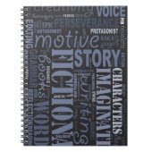 Word Art-laptop van Blue Fiction Writer Notitieboek (Voorkant)