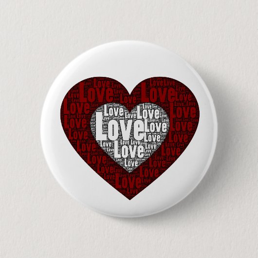 Word Art: Liefde in een dubbel hart Ronde Button 5,7 Cm (Voorkant)