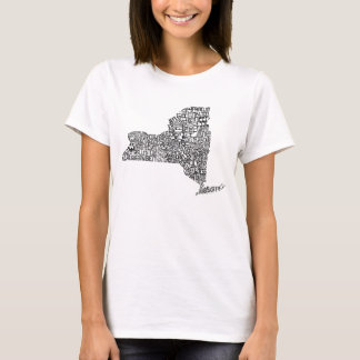 Word Art Map van provincie NY New York T-shirt